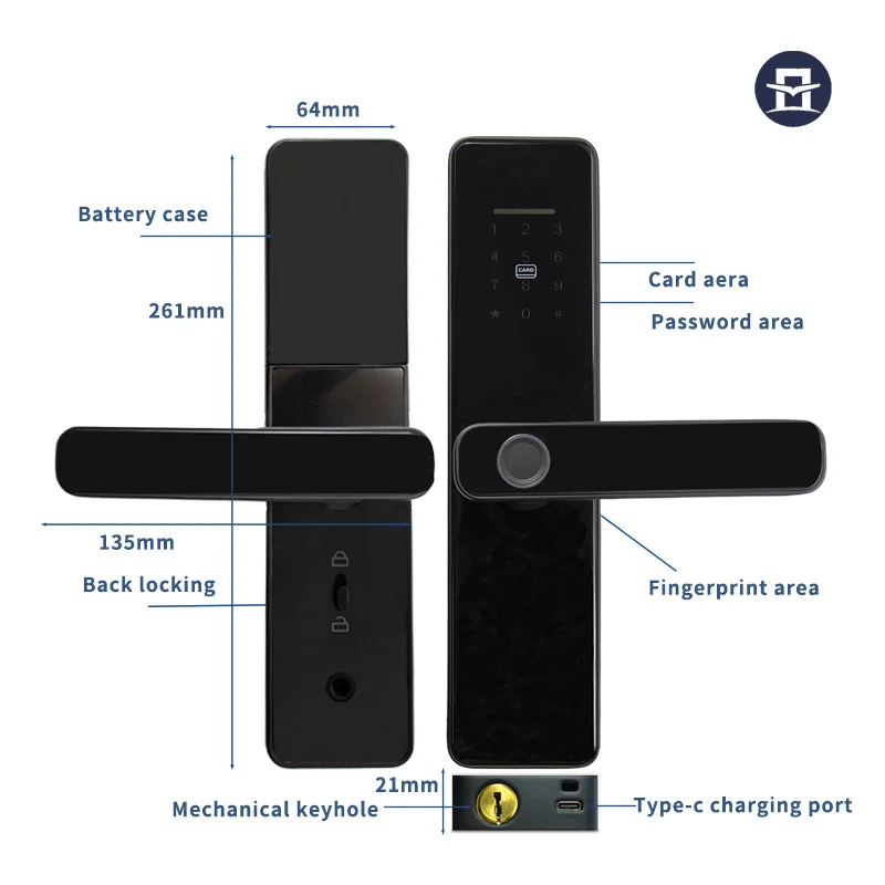 PHIPULO New Tuya WIFI Smart Door Lock Digital Electronic Lock One-click Biometric Lock Fingerprint Lock