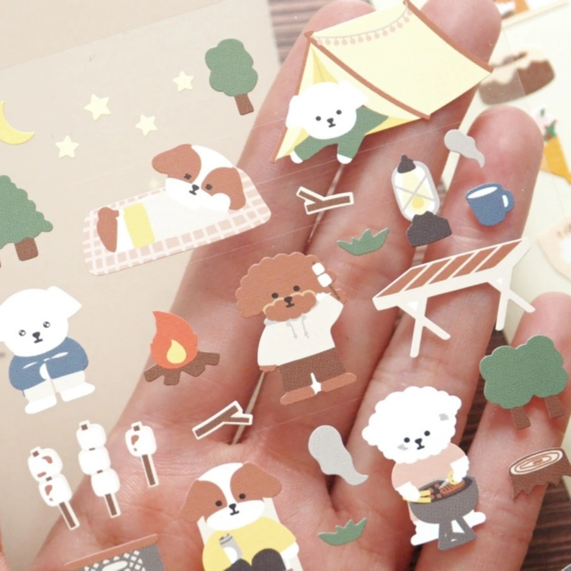 Korean Import Suatelier Go Camping Puppy Party Day Stickers Scrapbooking Diy Journal Dairy Cute Decor Stationery Sticker