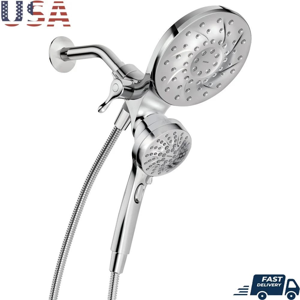 

Magnetic Handheld Showerhead 6 Function Chrome Docking System Spa Experience Kink Free Metal Hose Easy Installation