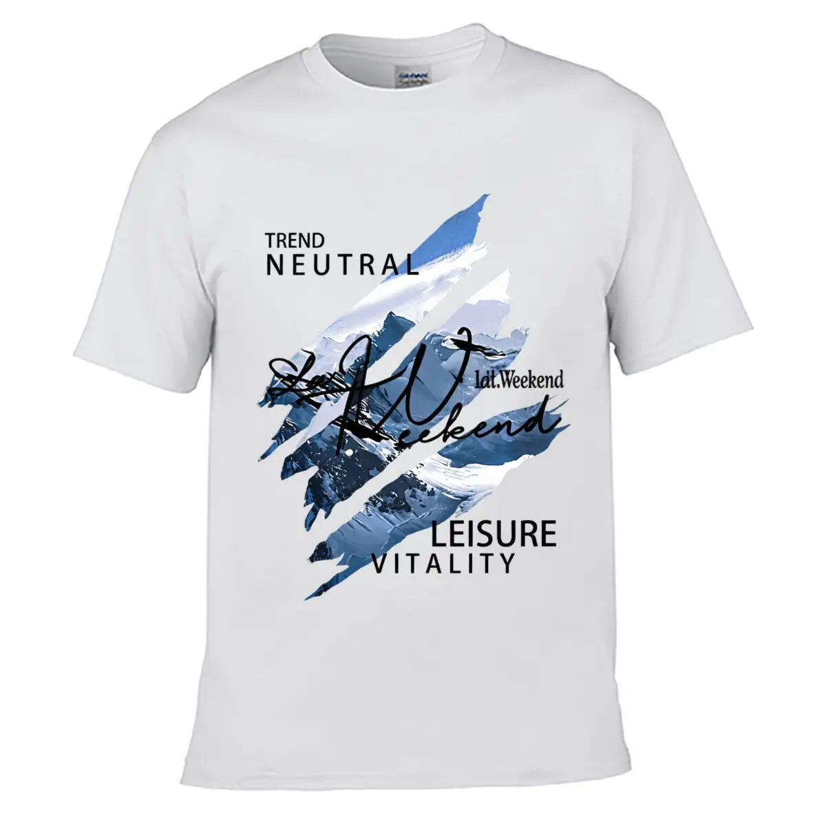 Trend Neutral Weekend Leisure Vitality Blue Abstract Brushstroke Loose T-shirt Casual Tee