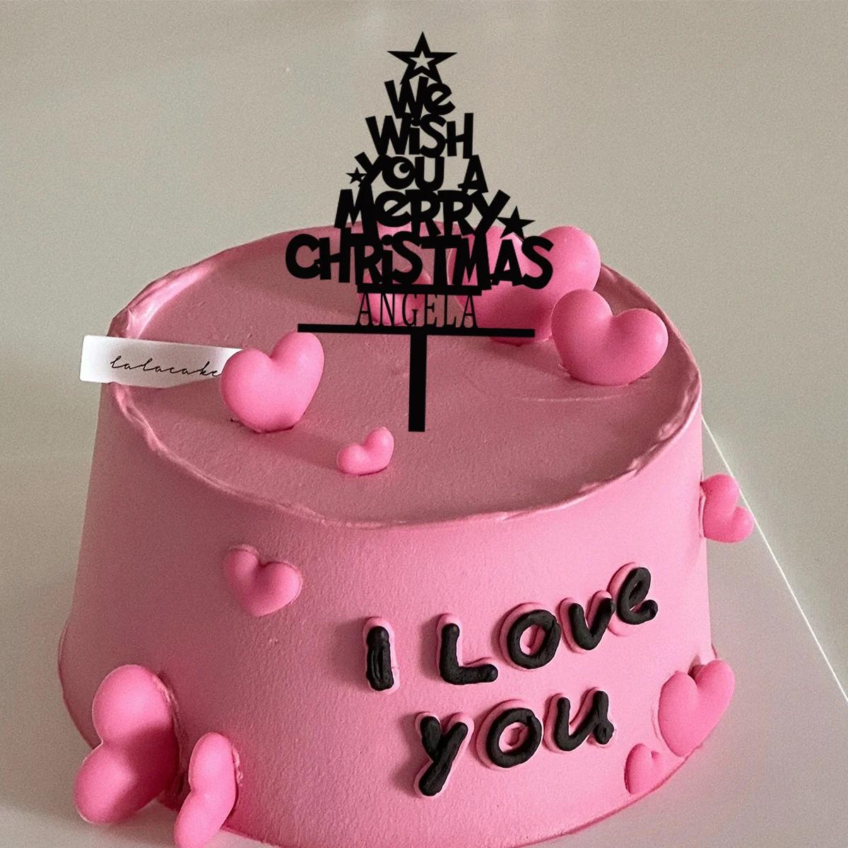 1PC Durable Merry Christmas with a Santa Claus pattern Custom Text Cake Topper Cake Ornaments Unique Birthday Party Décor