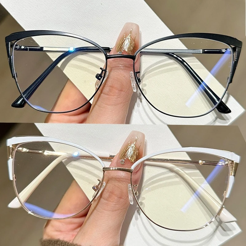 Neue Anti-Blaulicht-Brille für Damen und Herren, vielseitige Brille mit Metallrahmen, modische und ultraleichte flache Gläser