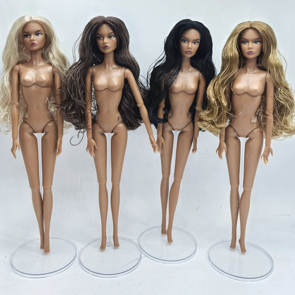 1/6 Supermodel Doll OB Head Parts Nylon Hair White/Normal/Black Skin Blue Eyes/Bright Red Lips Fashion Make-up BJD Dress Up Head