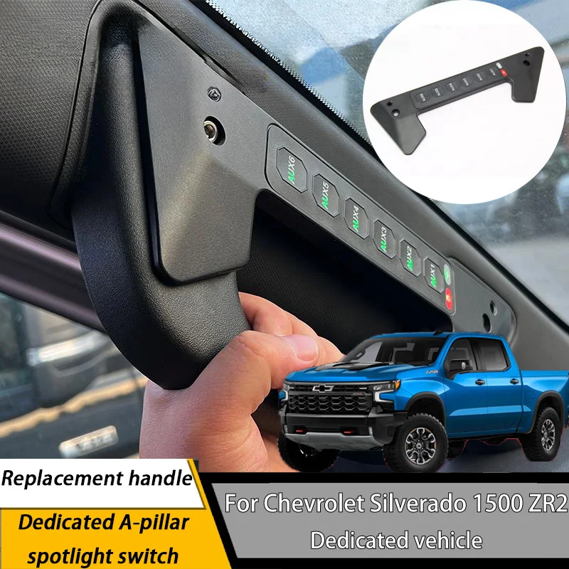 For Chevrolet Silverado 1500 ZR2-specific A-pillar handle 6-channel integrated remote spotlight switch controller