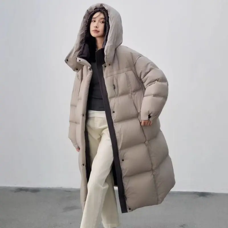 2025 Winter New Style Hooded Knee-Length Fashionable Warm Thick Cotton Coat