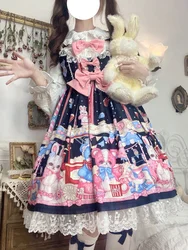 JMPRS giapponese Kwaii Lolita Strap Dress Women 2022 New Lace Ball Gown Design Party Dress Female Y2k Cartoon Print Bow Vestidos