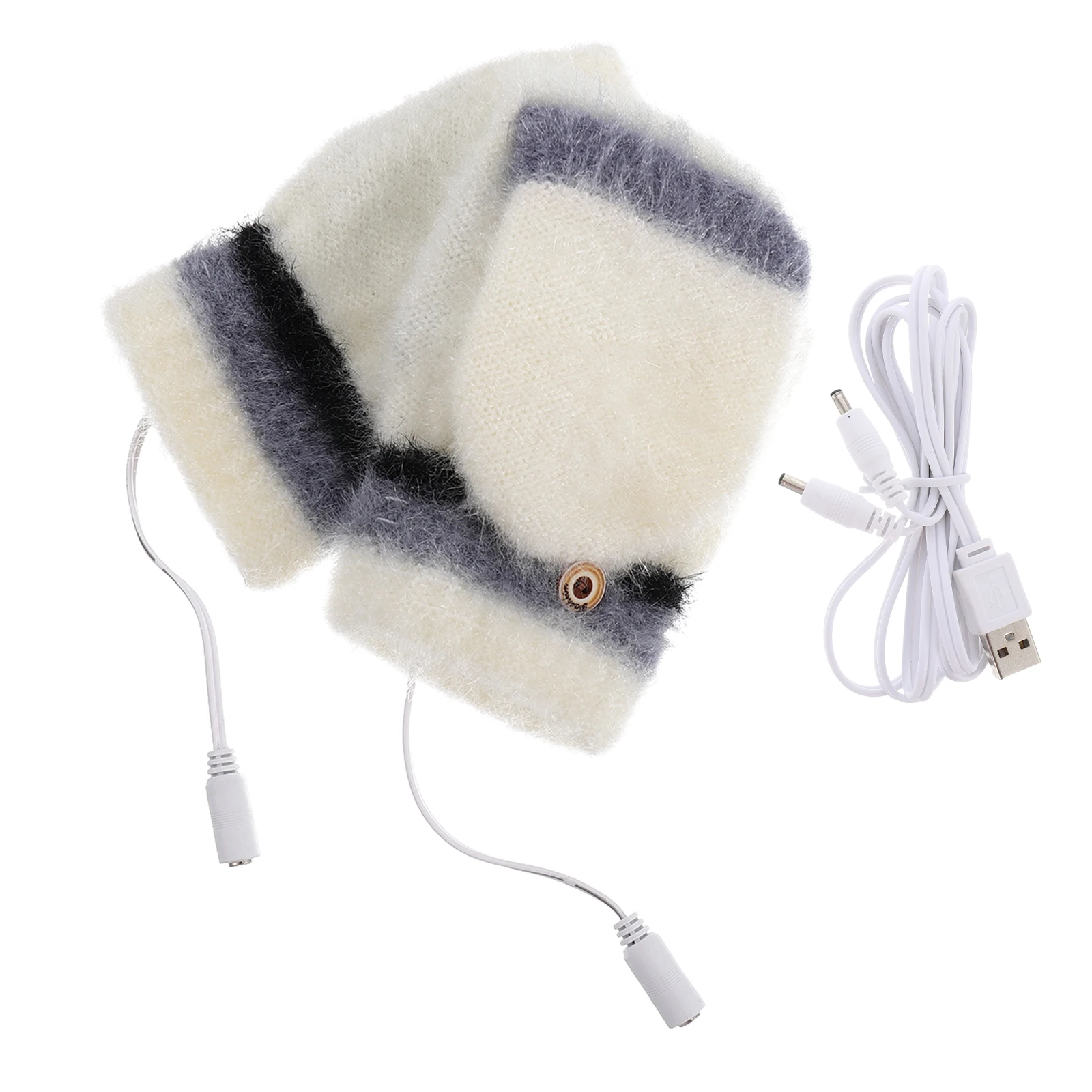 

Heated Warm Typing Knit Half Finger Half Finger Gloves USB Powered Washable Hiking Mittens Soft Elastic Gloves