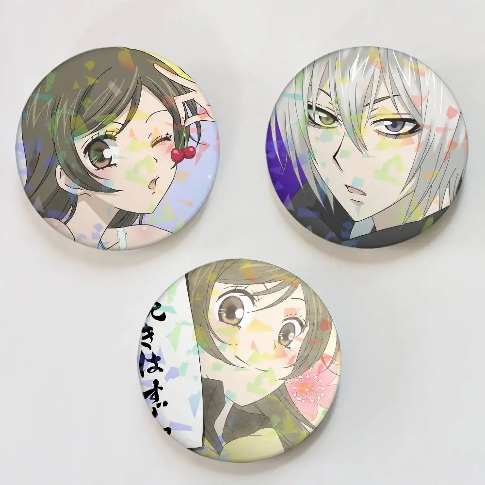 Kawaii Anime K-Kamisama Kiss Round Badge Lapel Pins for Backpacks Briefcase Laser Brooch Clothes Gifts