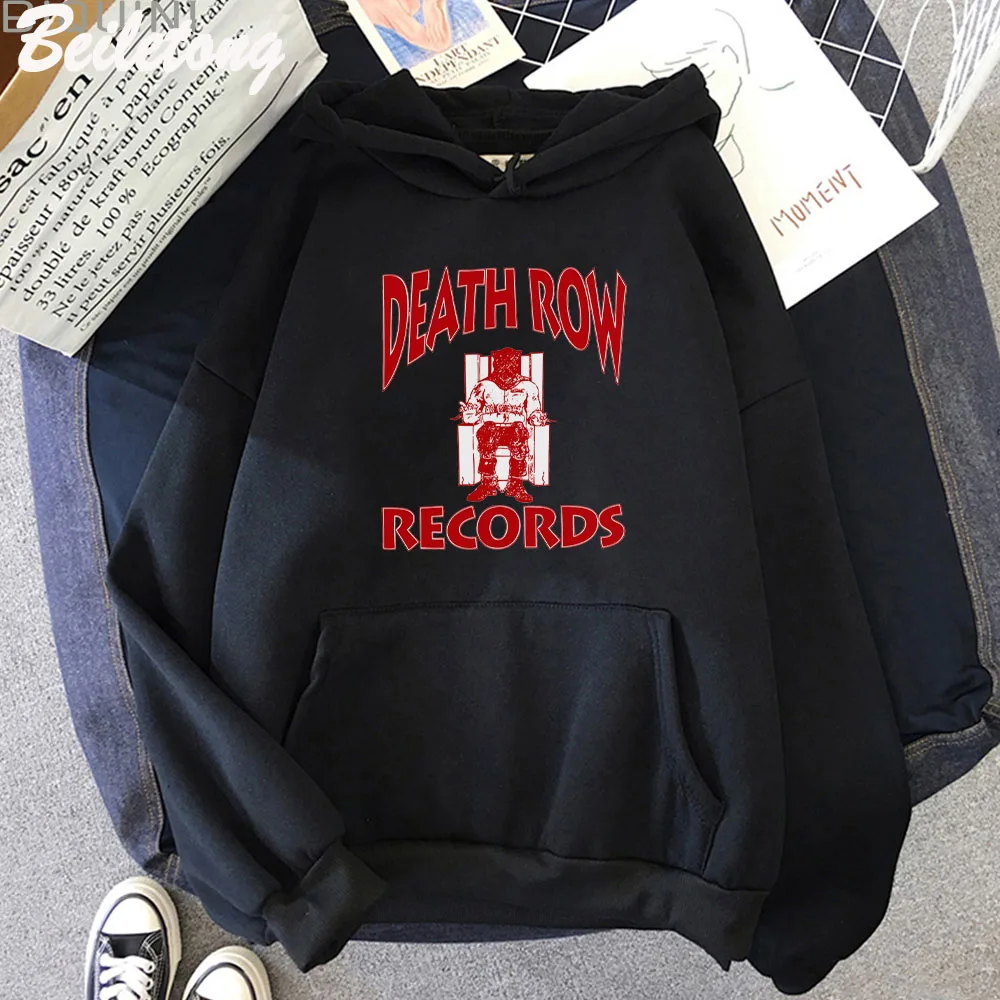 Death Row Records Album Music Black Hoodie Funny Printed  Hip Hop Hoodies Cartoon Pullovers Sudaderas Woman/Men Vintage Rappers