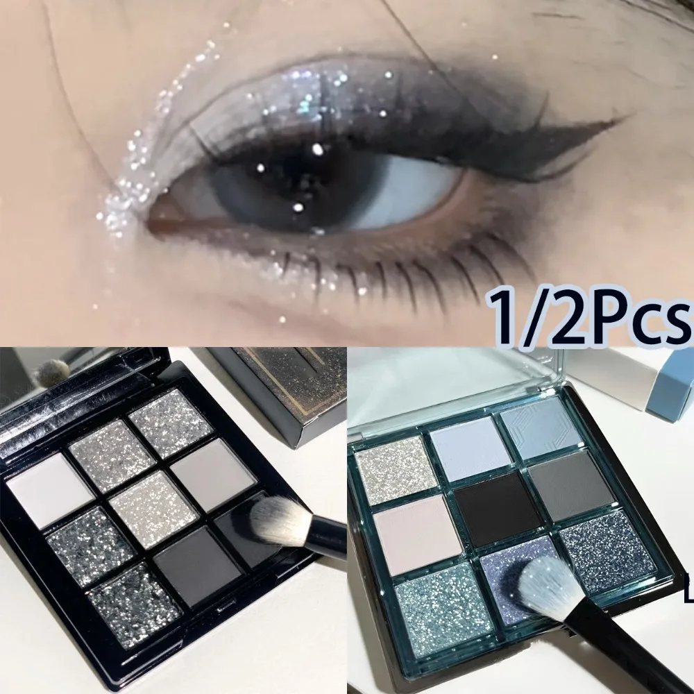1Pc Pearlescent Eyeshadow Palette Sparkling Sequin Earth Blue Purple Shimmer Highlight Metallic Eye Shadow Glitter Eye Pigments
