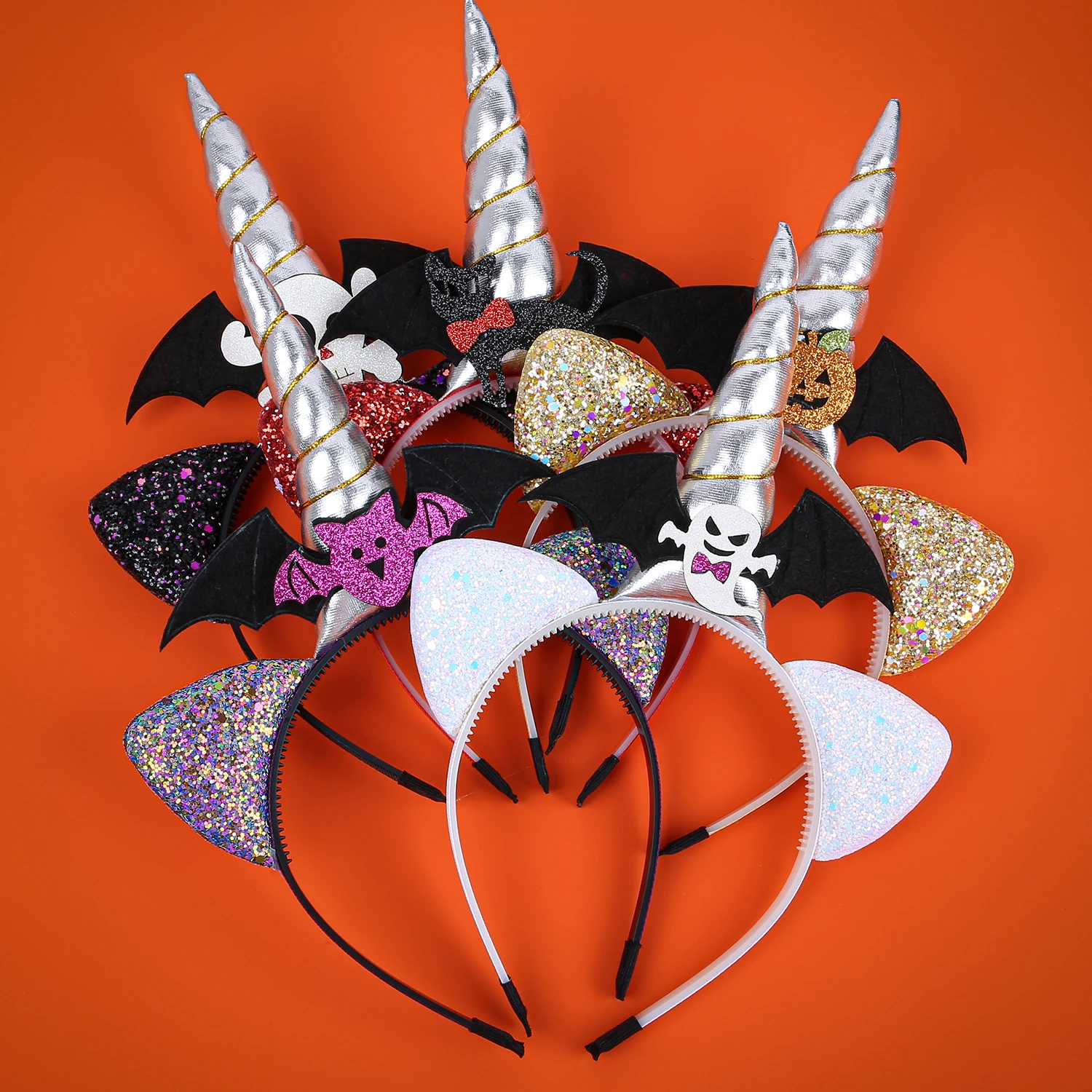 Fashion Halloween Unicorn Cat Ears Headband Pumpkin Devil Headbands Girls Festival Party Cosplay Hairband Kids Hair Accessories