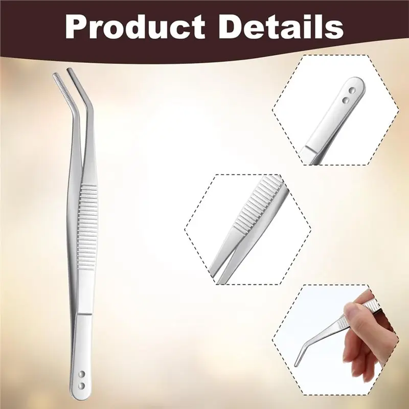 ABHI-35 Pcs Stainless Steel Tweezers With Curved Serrated Tip, 6