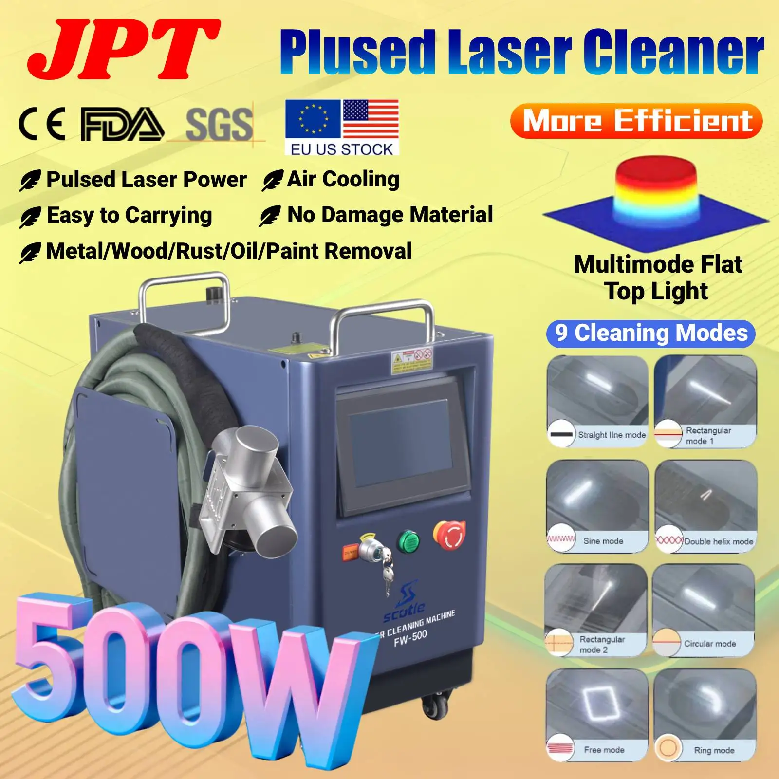 ترقية جديدة 500 واط JPT آلة التنظيف بالليزر النبضي المهنية الصناعية عالية الدقة المعادن الخشب الصدأ إزالة الطلاء الزيتي #1