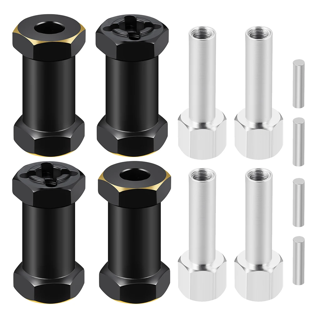 AXSPEED 4PCS 12mm Hex Wheel Hub Drive Adapter Extension Column Nut Counterweight 12/15/17/20/25mm for 1/10 Axial SCX10 D90