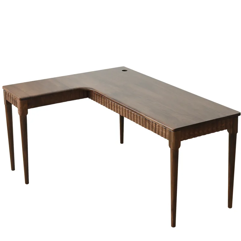 

Solid wood corner desk American light luxury black walnut cherry wood corner small apartment L shape