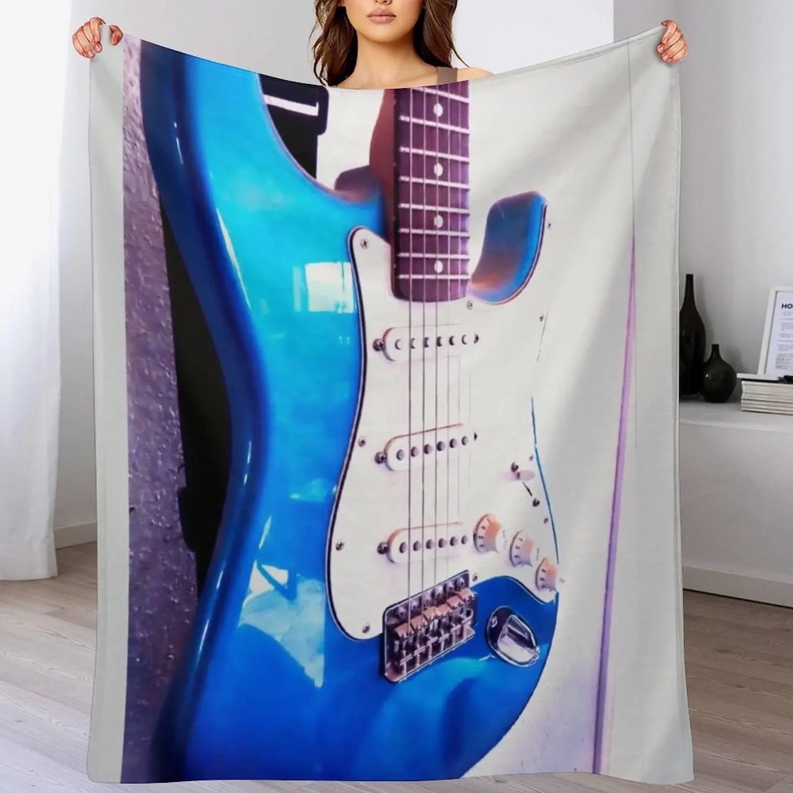 Manta My Blue Strat, Manta Suave y Afelpada de Lujo para Sofá Cama