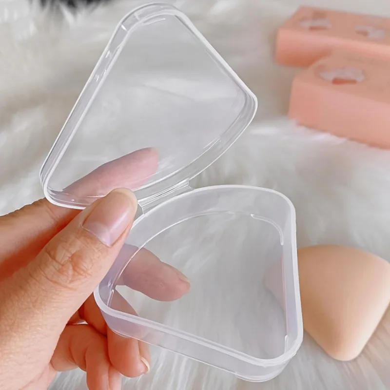 Transparent Circular/Square/Triangle, Empty Storage Box, Portable Makeup Puff Cosmetic Storage Box, Suitable for Travel Storage