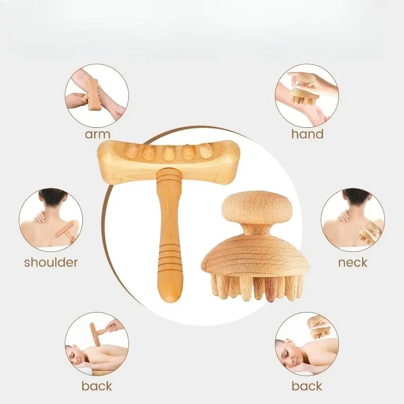 Wood Therapy Massage Tools Complete Wooden Massager Kit for Lymphatic Drainage  with Luxury Storage Shelf