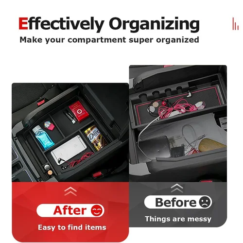 Imagen 2 del producto Bandeja organizadora de apoyabrazos central para Ford F150 2015 2016 2017 2018 2019 2020, almacenamiento de reposabrazos, caja secundaria para coche, accesorios ABS
