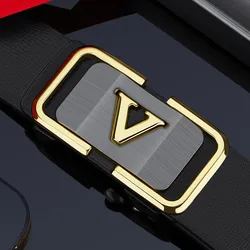 Ceinture à boucle automatique pour homme, décontractée, en cuir de cercle, personnalisée, polyvalente