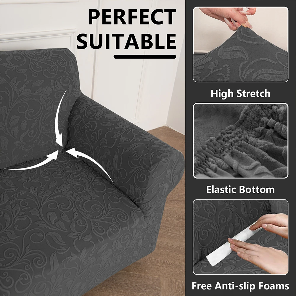 Sectional Corner Sofa Covers 5 Seat LShaped Sectional Couch Slipcovers 3PCS Jacquard Stretch Soft Washable Furniture Sofa Prote