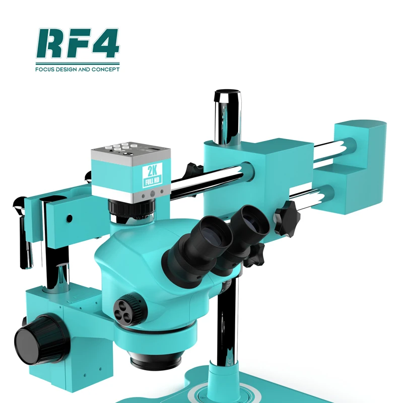 RF4 RF7050TVW-2KC2 Trinocular Microscope Double Arm Support Adjustable Eyepieces 7-50X Continuous Zoom 2KC2 Camera Phone Repair