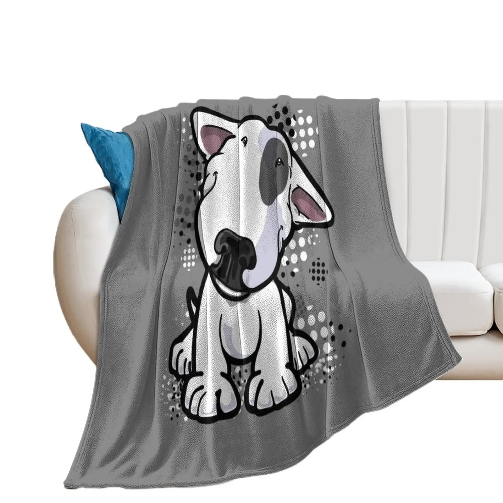 Happy Eye Patch Bullterrier Throw Blanket Hair Decoratives Cute anime Blankets