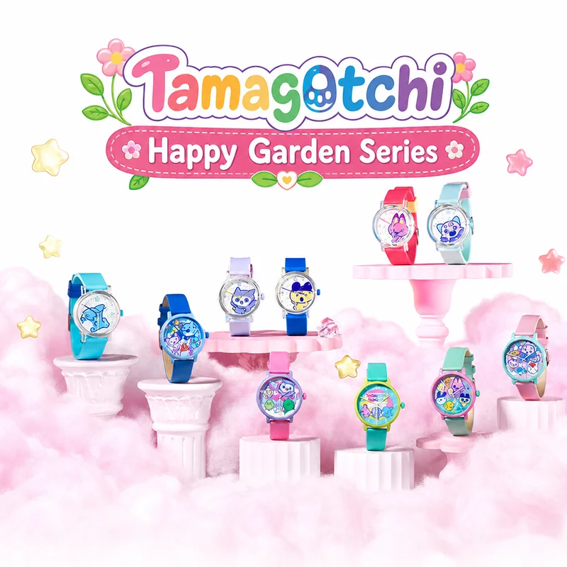 BANDAI Genuine Tamagotchi Happy Garden Series Watch Blind Box Collectible Cartoon Wristwatch For Adult Hobby Collection