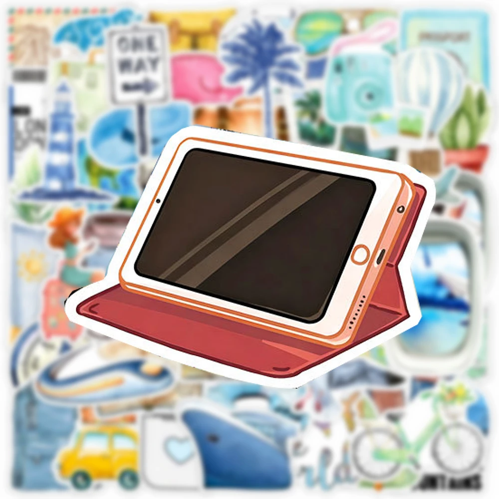 10/30/50 قطعة ألوان مائية عتيقة للسفر في الهواء الطلق ملصقات الحياة الجمالية الكتابة على الجدران حقيبة دراجة نارية الغيتار كول بولي كلوريد الفينيل ملصق ديكور