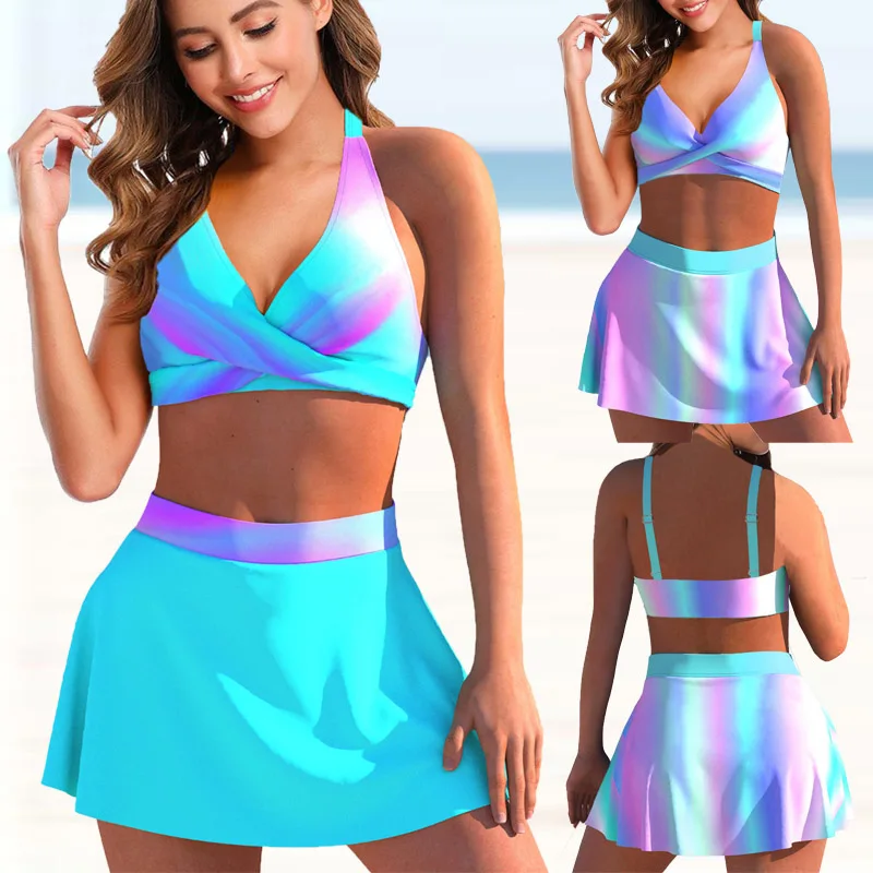 Conjunto de Bikini de dos piezas para mujer, bañador Sexy de talla grande, Tankini de cintura alta, traje de baño de verano, 2022