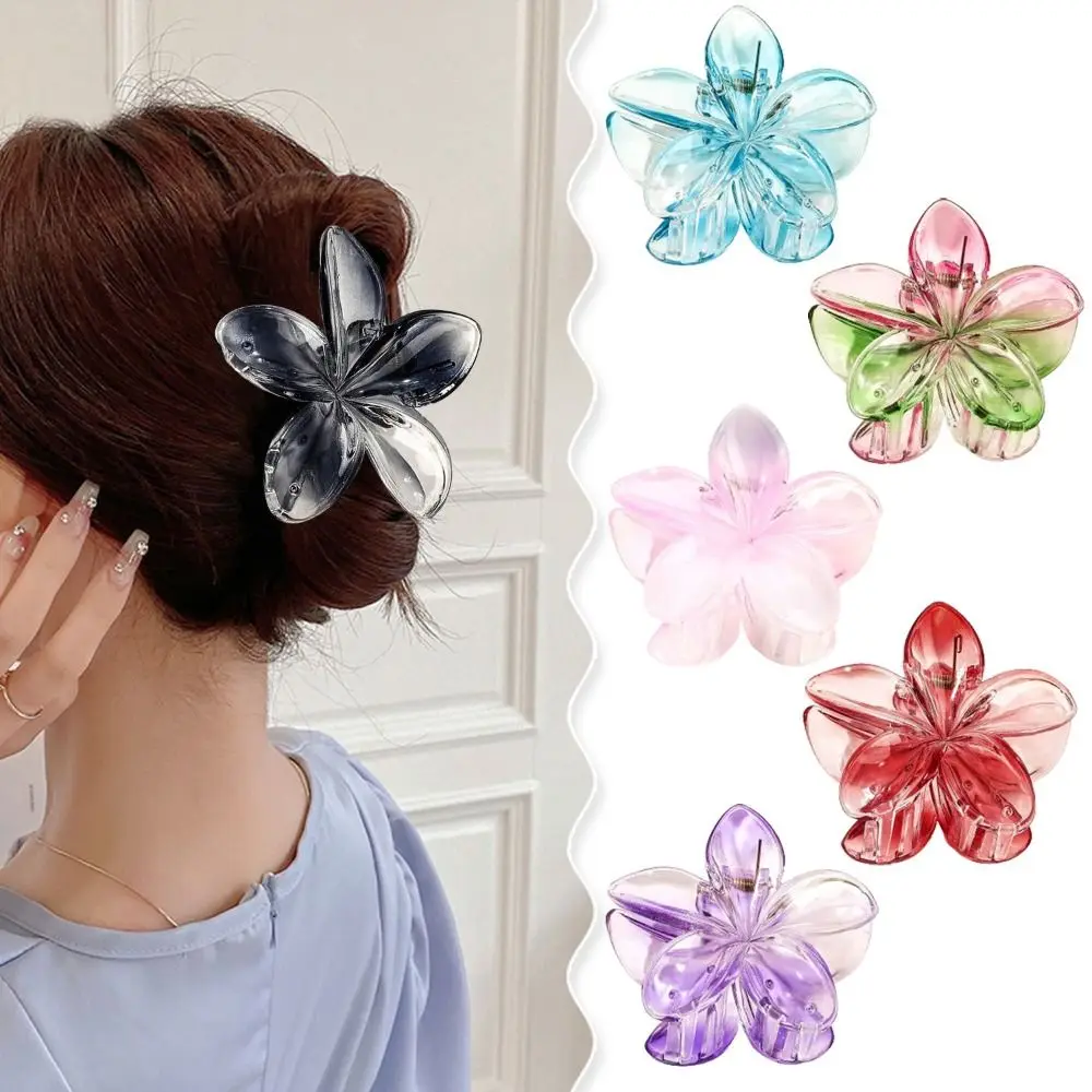 

Transparent Large Flower Hair Clip Gradient Color Hair Accessories Flower Shape Claw Clips Simple Headwear Ponytail Hairpin