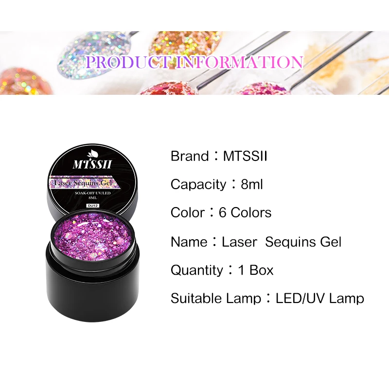 Mtssii Shining Glitter Sequins Nail Gel Polish Blue Color 8ml Soak Off UV LED Semi-Permanent Varnish For DIY Nail Art Manicure