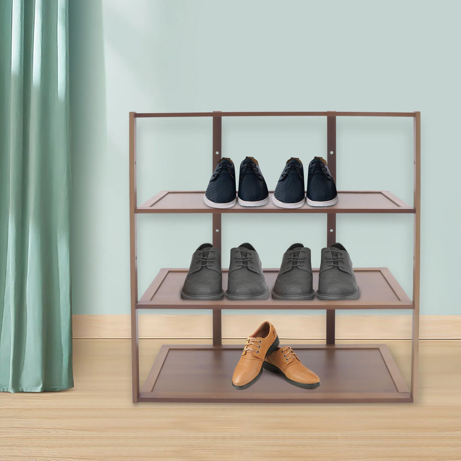 

4 Tier Bamboo Shoe Rack Shoes Storage Organizer Shoe-shelf Shelves for Entryway Closet Floor Living Room Furniture