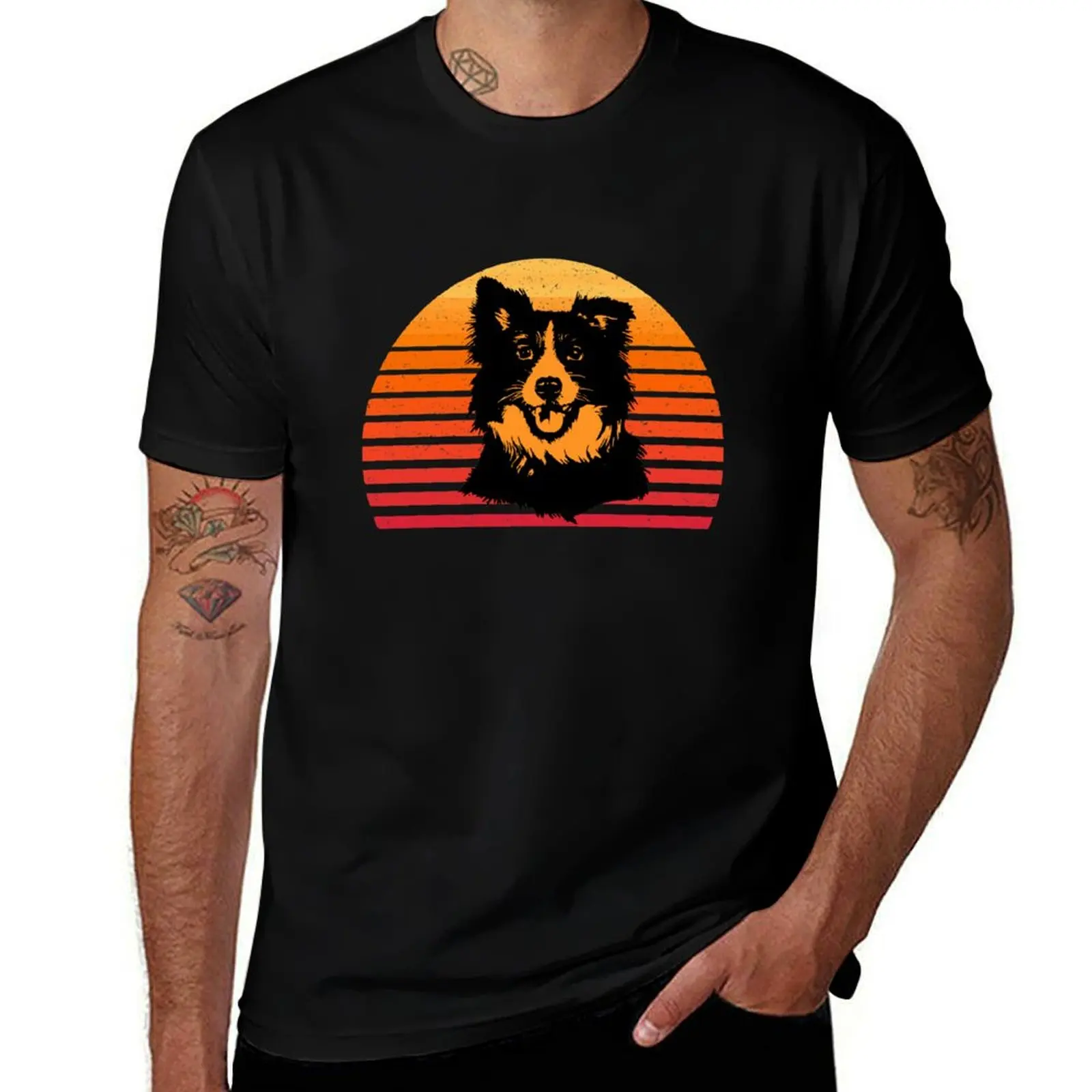 border collie Vintage dog - Border Colie DAD and MOM Gift T-Shirt Holiday Vacation Tee Shirt T-Shirt