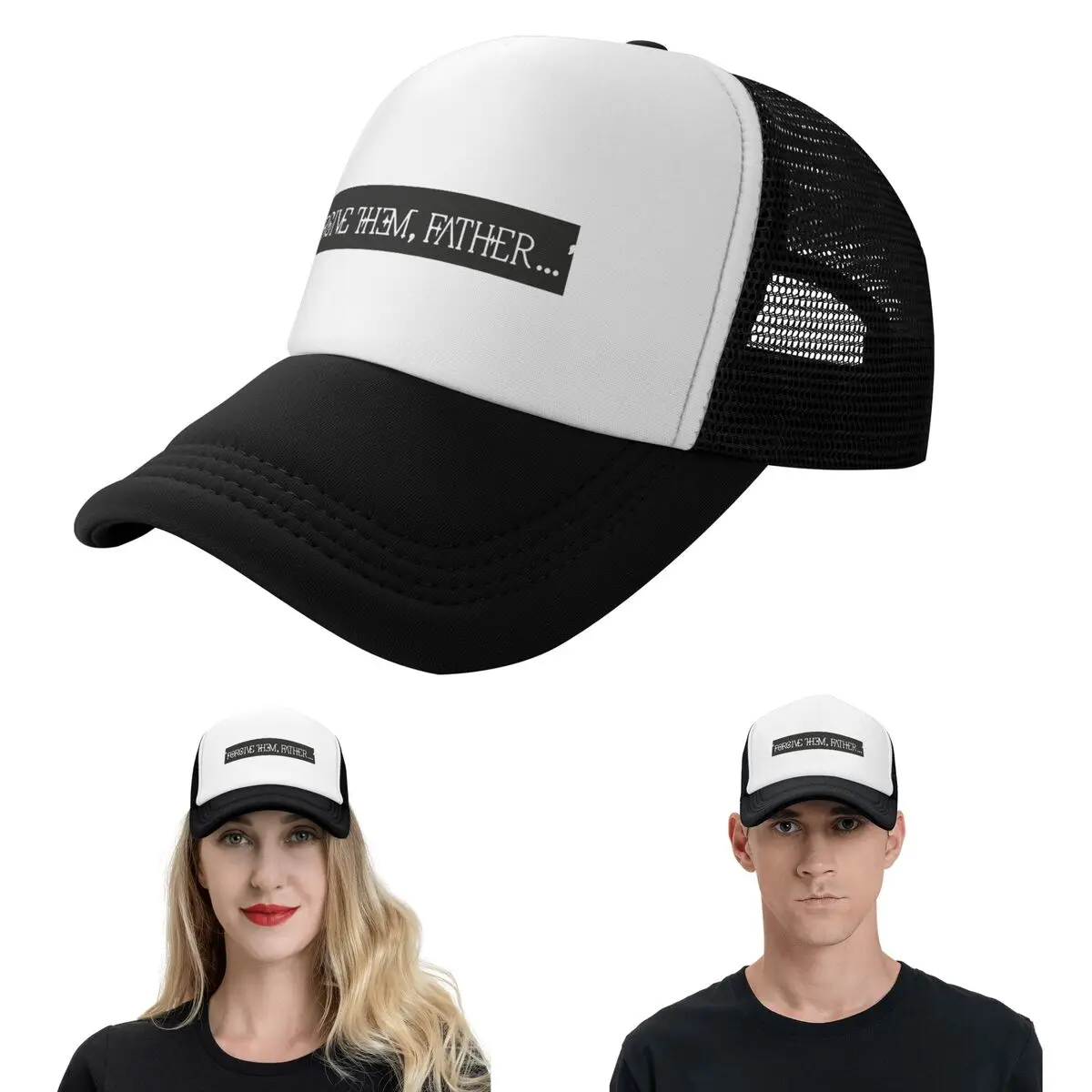 Christian Religious Jesus Forgive Them Father Graphic 1 Cap Casual Mesh Baseball Caps Adjustable Hat Hip Hop Summer