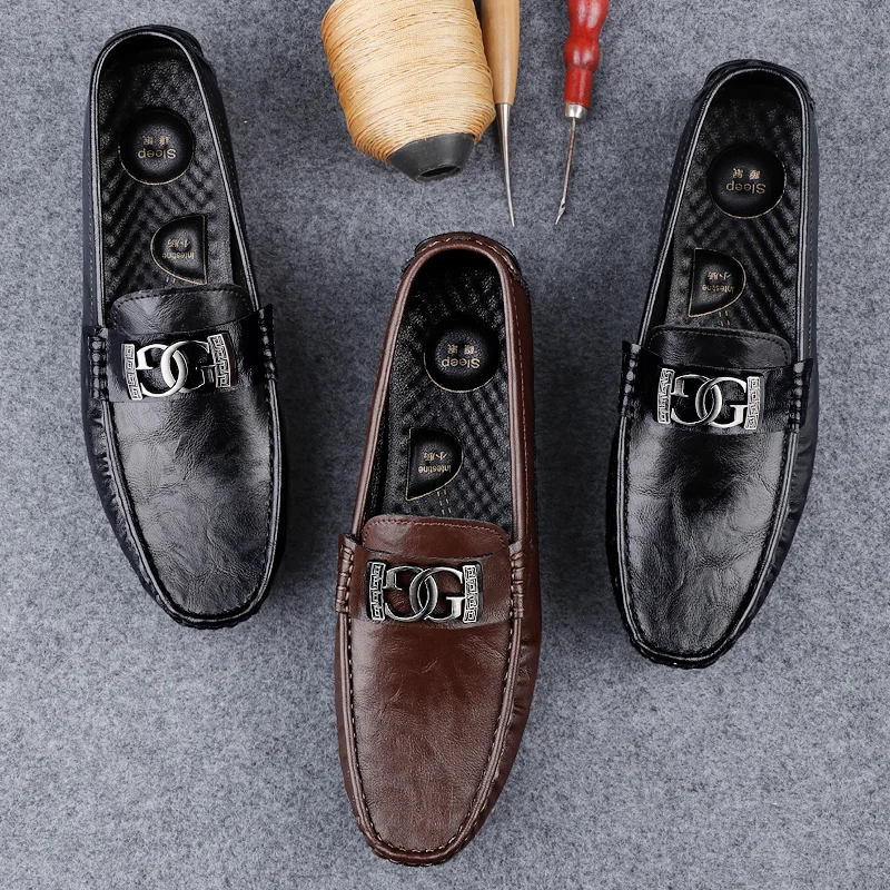 

Универсальные мужские лоферы, мужские модные туфли без шнуровки из натуральной кожи, классическая мужская деловая обувь, легкая мужская повседневная клубная обувь