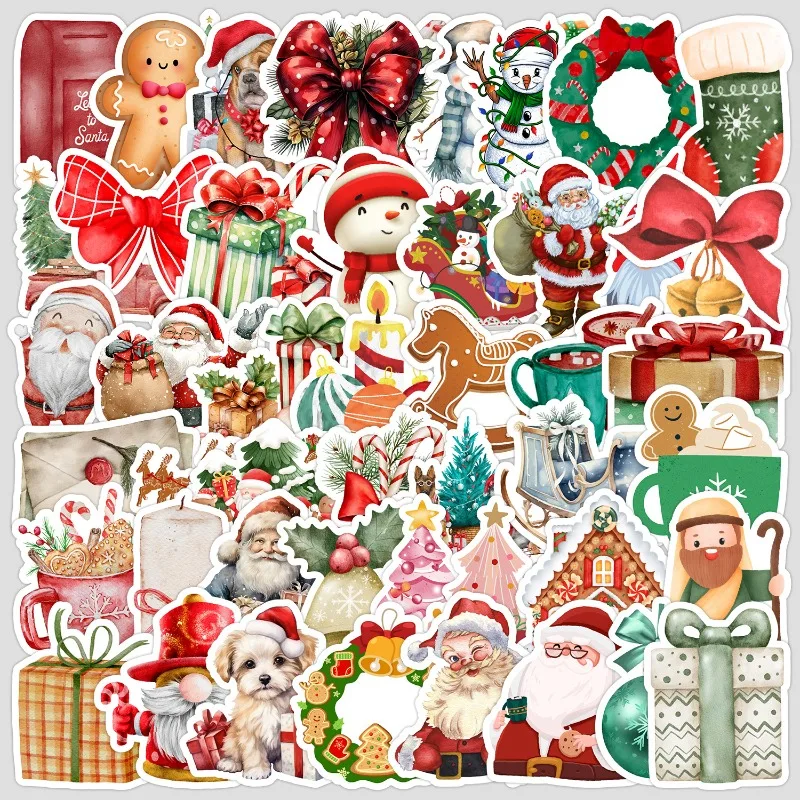 50Pcs Christmas Doodle Stickers Waterproof Vinyl Decals for Mobile Phone Case Laptop Computer Diy Decorations