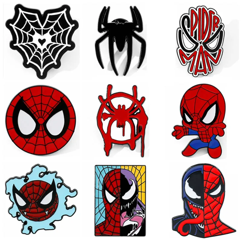 Disney Marvel Creative Personality Spider Man Logo Metal Brooch Badge Diy Backpack Clothing Venom Pin Accessories Party Gifts