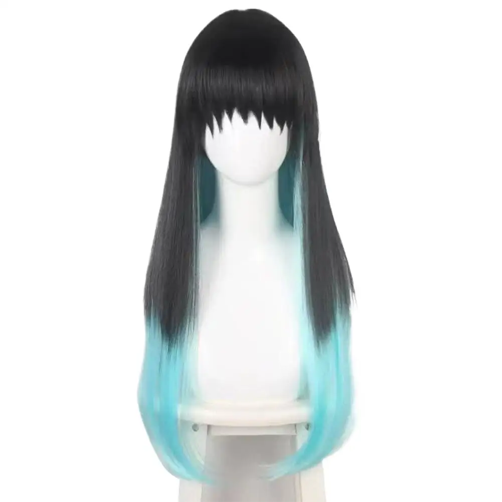 Parrucca del costume del personaggio anime - Parrucca sfumata da nero a blu + berretto per parrucca Parrucca cosplay personaggio maschile Parrucca lunga diritta Uomo Donna 2026