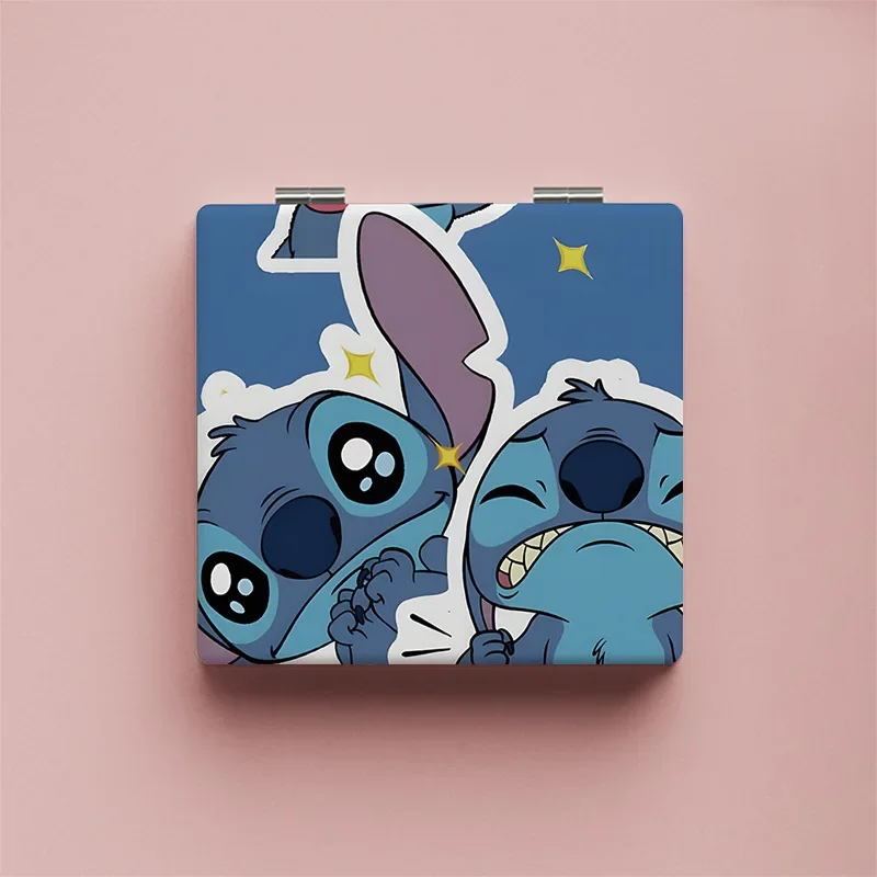 Disney Stitch Portable Cosmetic Mirror Cartoon Anime Student Folding Mirror Small Double Sided Pattern Girl Makeup Festival Gift