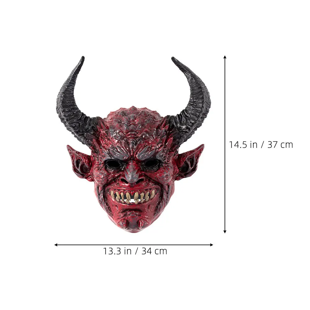 Máscara de chifre do diabo, fantasia de rosto inteiro de terror para festa de halloween, cosplay, máscara de demônio assustador, alça elástica, ajuste confortável