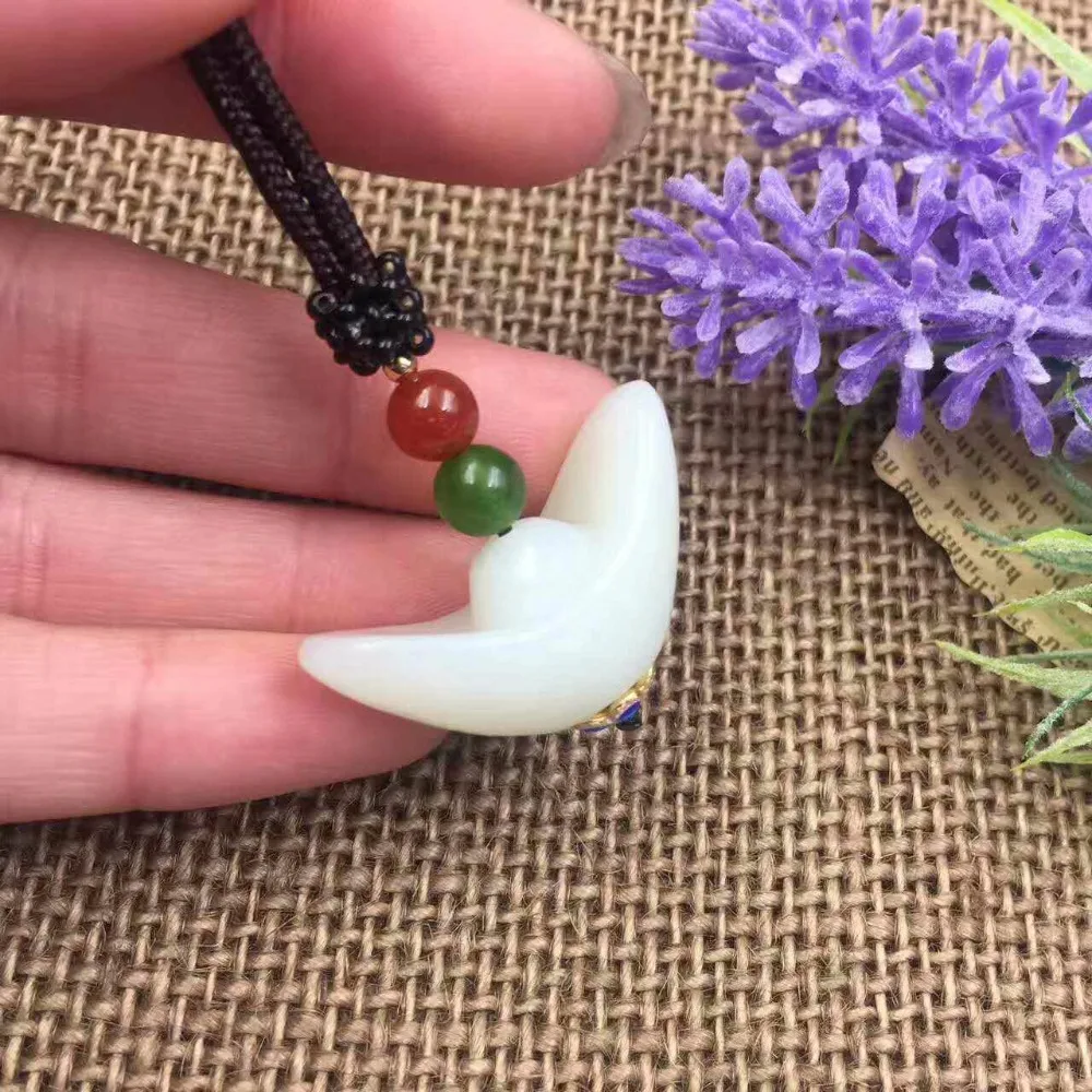 Auspicious Wealthy Ingot Hetian White Jade Pendant Extra Cash Jewelry