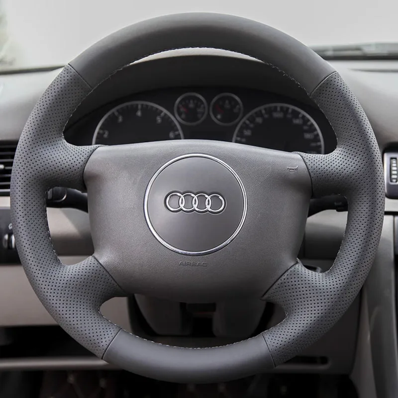 

Для Audi A6 2001-2004 A3 2000-2003 A4 B6 2002 автомобильные аксессуары «сделай сам» сшитая вручную черная искусственная кожа