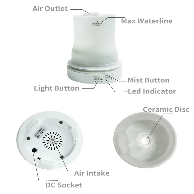 Difusor cerâmico automático do aroma, humidificador pequeno, sincronismo do óleo essencial, luzes coloridas, ar fresco, hotel