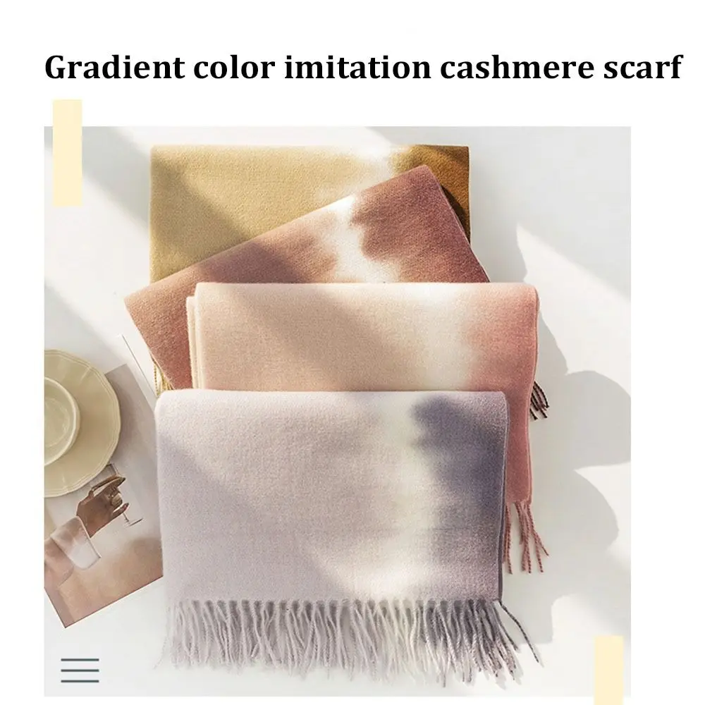 Soft 200*65CM Scarf for Women Imitation Cashmere Warm Shawl Long Gradient Color Ladies Scarves