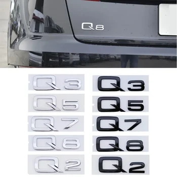 3D ABS 접착제 크롬 블랙 자동차 트렁크 번호 문자 스티커 Audi Q2 Q3 Q5 Q7 Q8 로고 엠블럼 명판 배지 액세서리 용