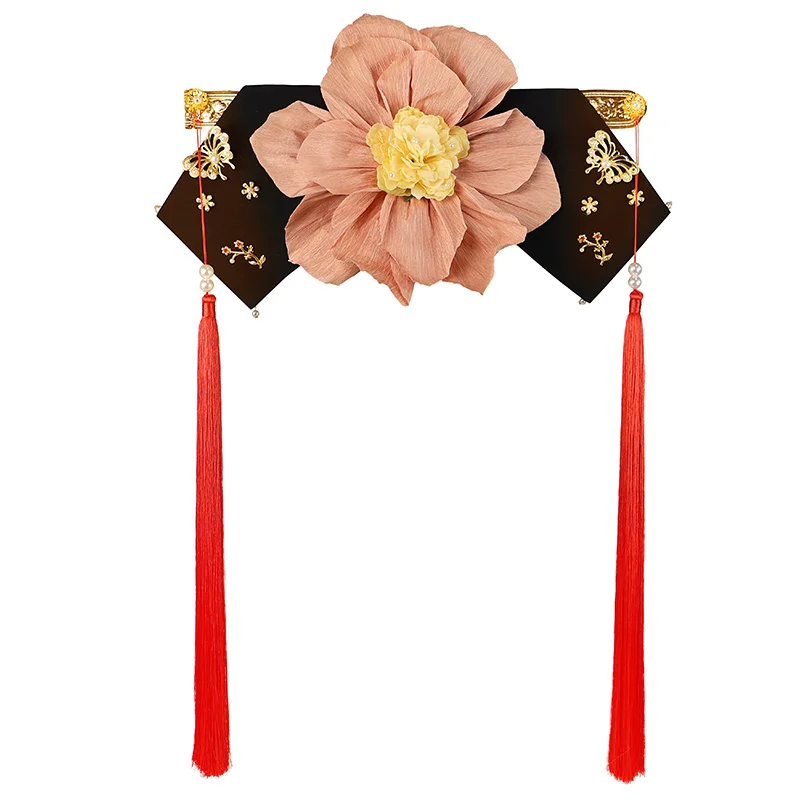 Qitou Hairstyle For Women TV Movie Play Qing Dynasty Princess Cosplay Hair Accessories China Ancient Dress Up With Tassel