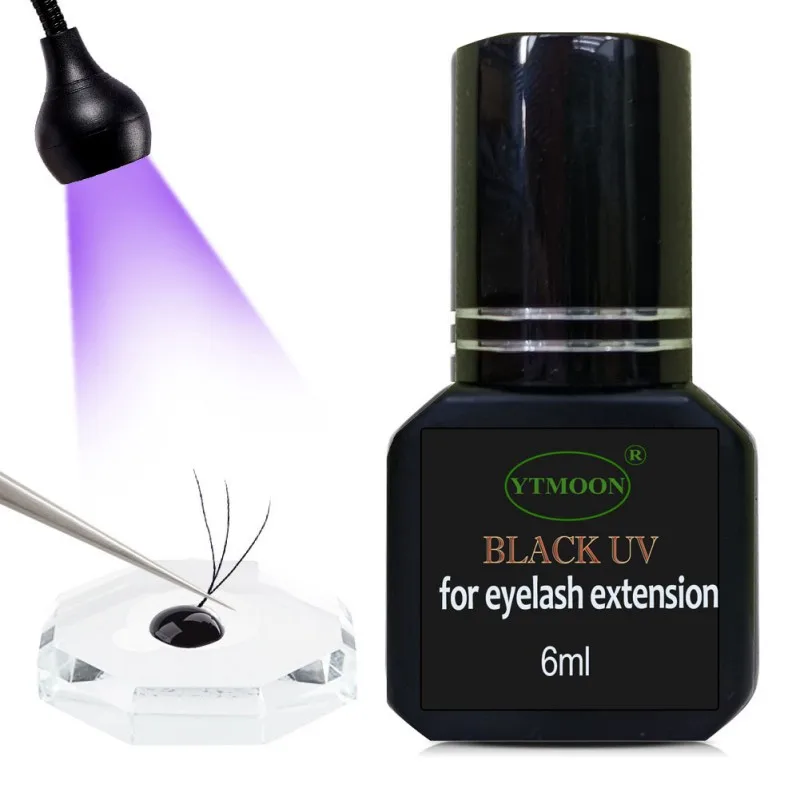 Black UV Eyelash Glue Gel 6ml Fake Lashes Eyelash Extension Adhesive Light Curing Quick Dry Long-Lasting Professional Supplies