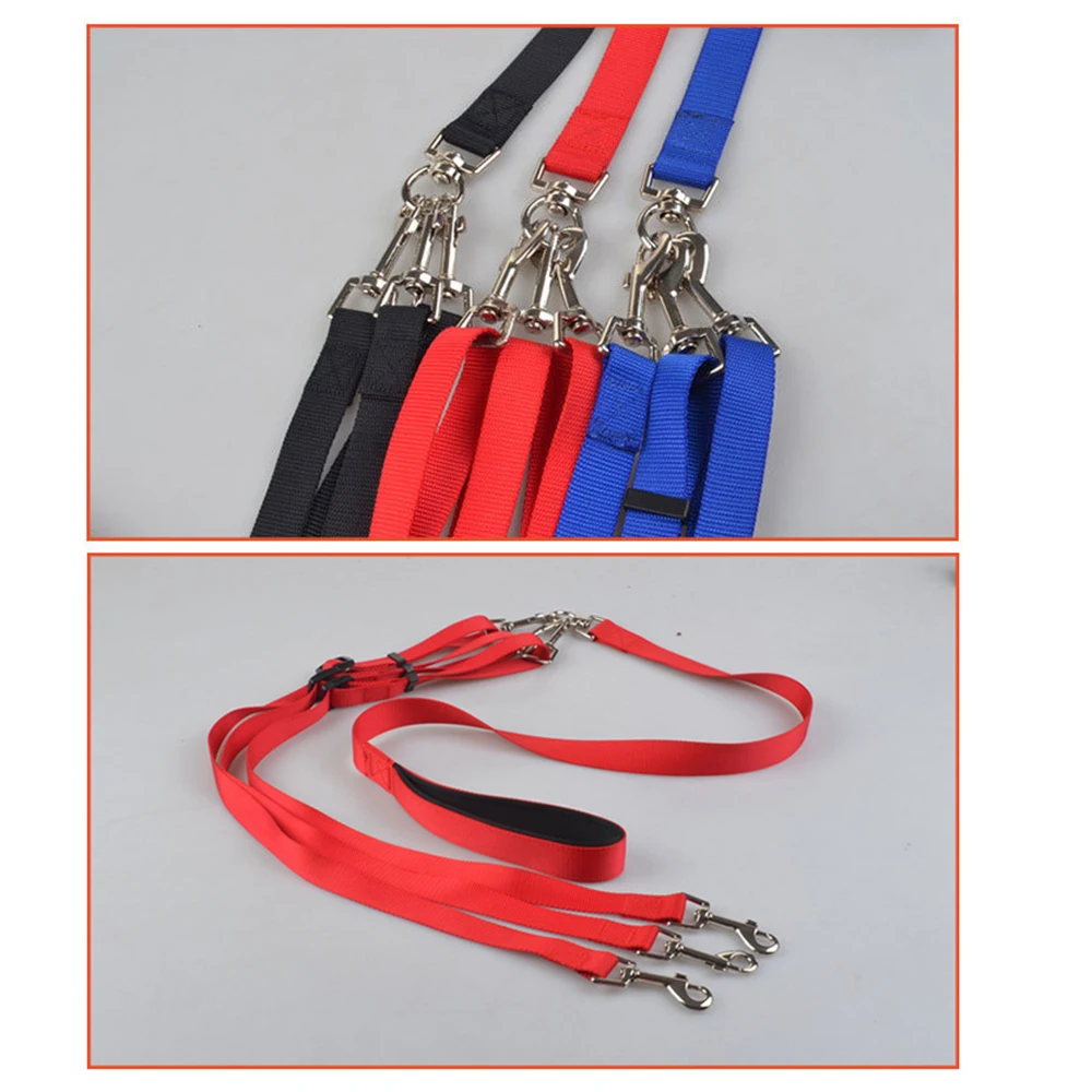 Dog Triple Head Leash Set with Adjustable One-to-Three Leash Nylon