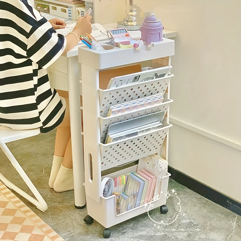 

1pc 5-Tier Removable Tableside Bookshelf Book Magazine Newspaper Rack Suitable For Classroom Office Study Bedroom Living Room